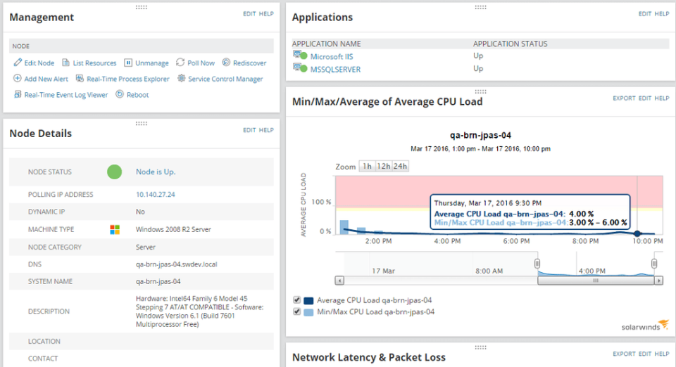 screenshot of Server & Application Monitor